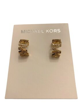 MICHAEL Michael Kors Gold Crystal MK Zigzag Huggie Earrings